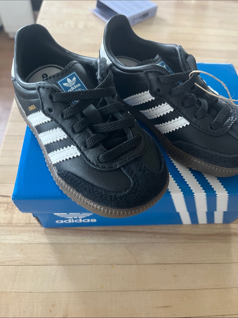 Adidas Toddler Samba Sneakers in Black and White with Gum Sole - Picture 2 of 3